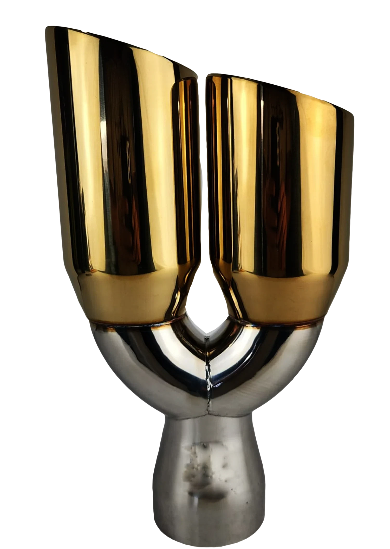 3_ IDX3.5_X13.5_ -Dual Double Wall Slant Cut S_S Gold Exhaust Tip 1637GD